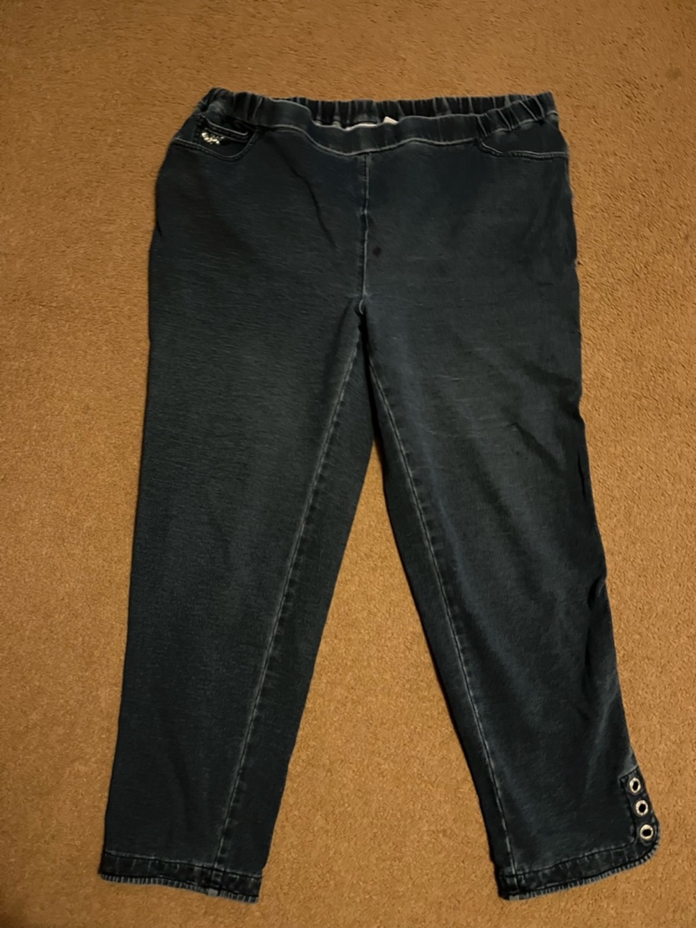 Quacker Factory Denim Pull-On Stretch Trousers with Eyelet Accent
